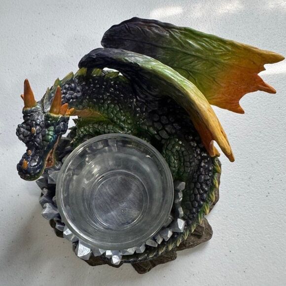 Westland - Green and Blue Tea Light Candle Holder Statue Fantasy Crystals/Rock - Picture 3 of 3